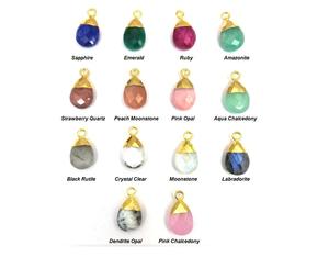 Labradorite poire goutte plaqué or alliage de cuivre pendentif pierre précieuse poire coupe breloques Flashy unisexe bijoux d'Inde - Product Image 5