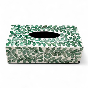 Caja de Pañuelos Hecha a Mano con Incrustaciones de Nácar, Portapañuelos Decorativo para Sala de Estar - Product Image 1