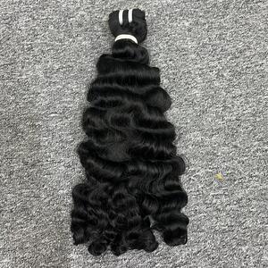 Vente en gros d'extensions de cheveux humains bouclés ondulés de haute qualité 100% 30 pouces frontal vietnamien vierge et Bundle avec dentelle HD" - Product Image 1