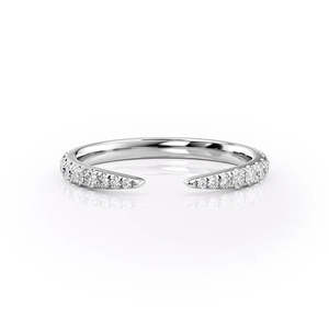 D Color Elegant Moissanite Round Cut <b>Open</b> Cuff Half Eternity Wedding Band for Brides - Product Image 2