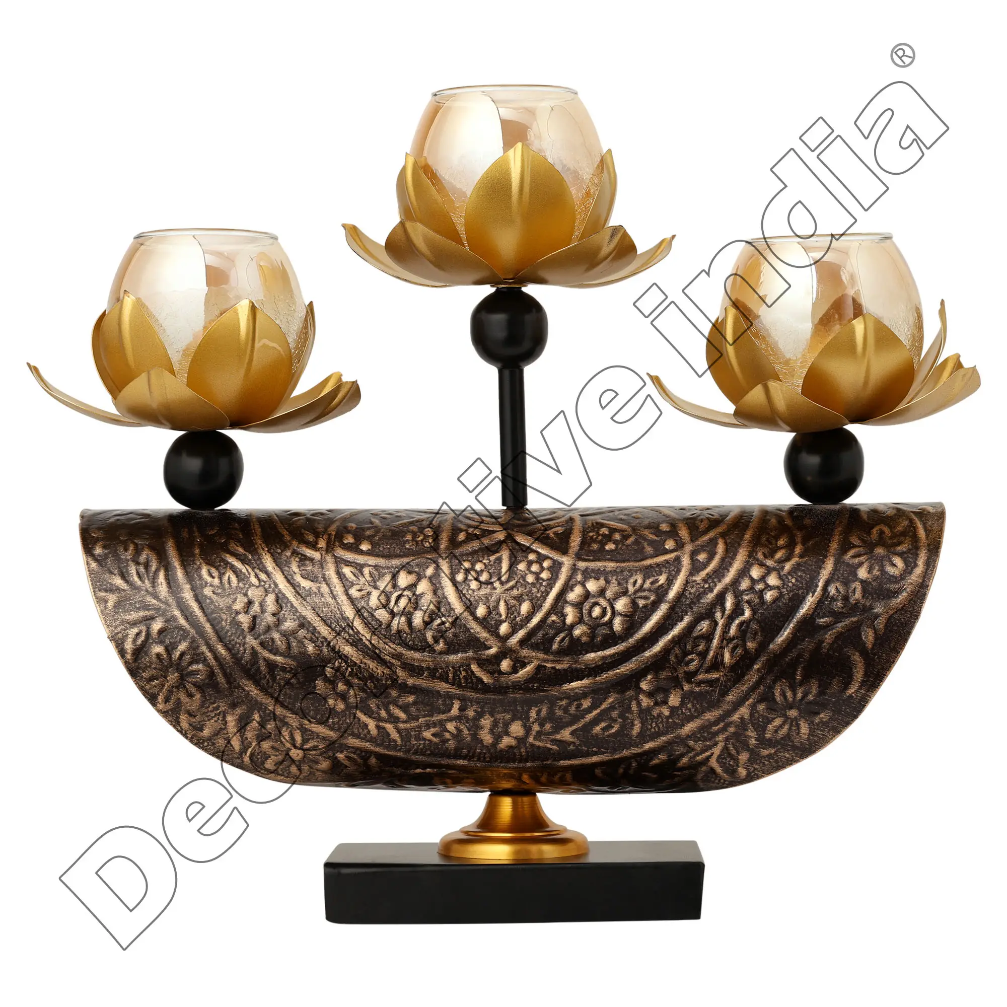 Portavelas chapado en oro para decoración de sala de estar de venta de exportación disponible a precio asequible de exportador indio