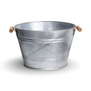 Cubo de hielo de metal galvanizado alto con asas de madera Soporte para bebidas de 5 galones para eventos al aire libre y fiestas en casa - Product Image 4