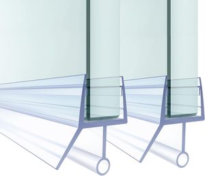 Shower <strong>Door</strong> Bottom <strong>Seal</strong> 2 PCS 3/8 X 36 Clear <strong>PVC</strong> <strong>Strip</strong> for Frameless 3/8 Inch Glass to Stop Leaks in Bathroom - Product Image 1