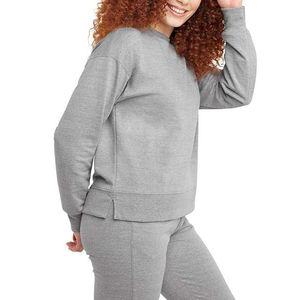 Sweat-shirts d'hiver en molleton de coton à col rond brodés sur mesure en gros, respirants, pulls oversize pour femmes, devant - Product Image 4