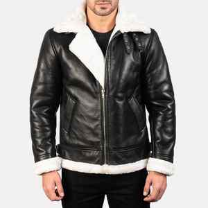 Vestes en cuir Slim Fit de style de meilleure qualité pour hommes en cuir d'agneau pur Pakistan Pu véritable motard vestes en cuir de fourrure d'hiver avec doublure - Product Image 1