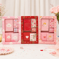 Carnet LABON personnalisé A5 Kawaii Nuages Pastel Rose Cœurs Multicolores Grille à Points Ruban Washi Enveloppes Boîte Cadeau Papeterie