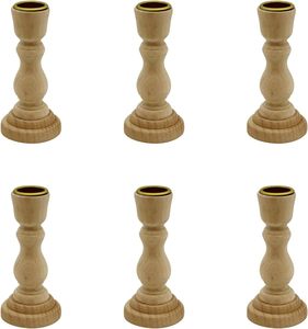 Chandeliers en bois inachevé de 4 pouces de haut avec centre de tasse de bougeoir en métal-Lot de 6 piliers votifs de méditation en gros - Product Image 2