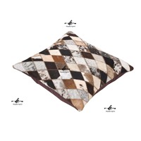 Housse de coussin élégante 16 pouces en cuir de vachette vintage, faite à la main, broderie décorative pour la maison