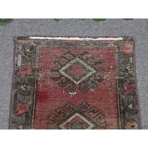 Tapis turc, tapis vintage 1,4x2,6 pieds, tapis persan en laine rouge - Product Image 3