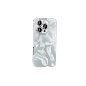 Funda de Silicona con Detalles de Piedras Brillantes de Lujo para iPhone 16 Pro Max 12Promax 7Plus, Protección contra Impactos, Impresión UV, TPU Blanco - Product Image 3