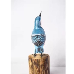 Artisanat en bois Sittelle Eurasie Artisanat Bois Animal Figurine Décoration Extérieure Oiseau Artisanat Jardin Ornement - Product Image 4