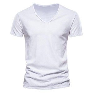 Nueva camiseta de marca de moda para hombre con cuello en V Color sólido Tops de verano Ropa de calle Top Camiseta de manga corta Ropa de hombre Camiseta para hombre - Product Image 2