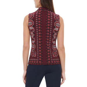 Camicetta da donna Tommy Hilfiger in popeline rosso con stampa Paisley, abbottonata, con colletto, stile classico vintage, casual, autunnale, taglia Small - Product Image 2