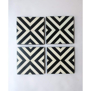 Posavasos Cuadrados de Nogal con Incrustaciones de Hueso, Hechos a Mano en India, Tradicionales, Clásicos y Ecológicos, para Té, Café, Tazas, Diseño Royal - Product Image 1