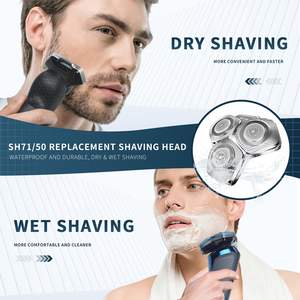 Paquete de 2 cabezales de afeitado de repuesto plateados, afeitadora eléctrica rotativa de doble cuchilla, compatible con rostro y cuerpo, resistente al agua IPX7 - Product Image 1