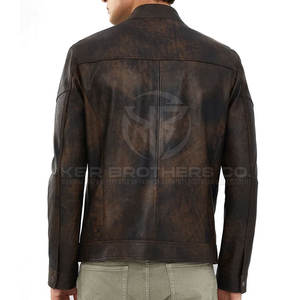 Veste d'hiver en cuir à la mode pour hommes, manteau décontracté et élégant avec fermeture à glissière, veste en cuir véritable pour hommes - Product Image 6