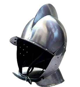18GA Medieval Knight European Cara Cerrada Burgonet Armor Casco Plateado Para Cosplay Y Halloween Nights - Product Image 1