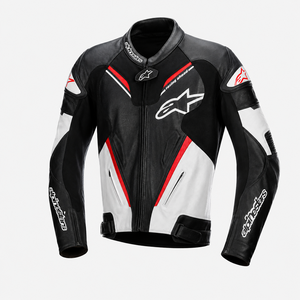 Chaqueta de cuero para motocicleta estilo carreras, manga larga, con cremallera, chaqueta de montar con logo personalizado, unisex, para adultos. - Product Image 1