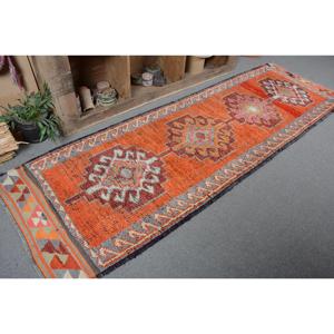 Turkish Vintage <b>Runner</b> <b>Rug</b> 3.1x9.7 ft, Herki Orange Wool <b>Rug</b> - Product Image 5