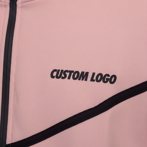 Ensemble de survêtement en tissu technique lourd personnalisé, rose, sweat à capuche zippé, jogging, deux pièces, vêtements de sport de rue, vente en gros - Product Image 5