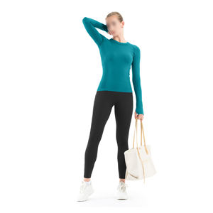 Vente en gros de hauts de yoga pour femmes à manches longues, tissu modal doux, durable et respirant, respectueux de l'environnement, coupe décontractée - Product Image 5