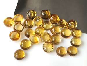 Citrino Amarillo Natural de 3mm-8mm, Cabujón Redondo con Base Plana, Gemas Sueltas Hechas a Mano de Alta Calidad para Joyería - Product Image 4