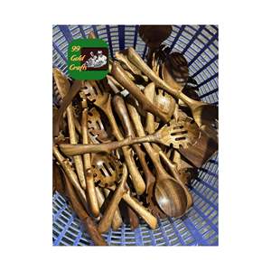 CUILLERE EN BOIS PREMIUM FAIT MAIN DU VIETNAM CUILLERE A LONGUE MANCHE EN TECK NATUREL Vaisselle écologique pour un usage quotidien - Product Image 1