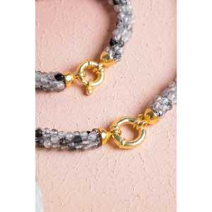 ชุดสร้อยคอและกำไลข้อมือควอตซ์รูทิเลเต็ดถักมือแท้พร้อมตัวล็อคเงิน สร้อยคอ 48 ซม. กำไลข้อมือ 19 ซม. - Product Image 1