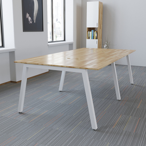Mesa de Madera de Caucho para 4 Personas con Patas Cuadradas de Hierro de 50 mm, Diseño Minimalista, Requiere Ensamblaje (BNV68063) - Product Image 1