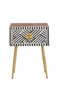 Mueble de Noche Cuadrado Moderno con Incrustaciones de Hueso Hecho a Mano por Artesanos, Personalizable, con Diseño Floral Geométrico Elegante y Duradero - Product Image 4