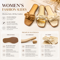 Sandales plates décontractées pour femmes avec nœud papillon, chaussures de plage en TPR avec semelle intermédiaire douce et confortable pour l'été, vente directe d'usine.