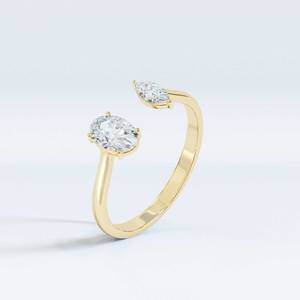 10k or massif coupe ovale écologique bague en diamant diamant cultivé en laboratoire mariage ovale coupe diamant bague de fiançailles proposition bijoux - Product Image 2