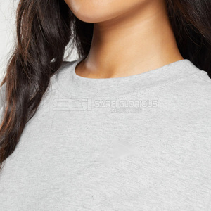 Camiseta de Verano para Mujer, Cuello en V, Ajustada, de Algodón, Manga Corta, Elástica, Transpirable, Cómoda, Informal, Moderna, de Color Sólido - Product Image 5