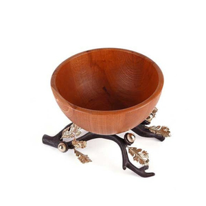 Luxury Metal Floral Accent Decorative <b>Serving</b> <b>Bowl</b> Premium Wood <b>Salad</b> <b>Serving</b> <b>Bowl</b> For Hotel & Restaurant Supplies - Product Image 5