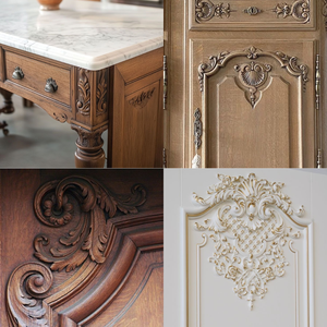 Applique en bois sculpté naturel de qualité supérieure, en bois massif, pour la décoration de meubles, ornement en bois vintage, applique décorative pour la maison - Product Image 4