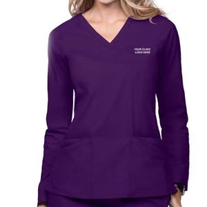 Conjunto de uniforme de enfermera médica de manga corta con cuello en V de color puro para mujer al por mayor, servicio OEM de lona, exfoliante de hospital de alta calidad - Product Image 5