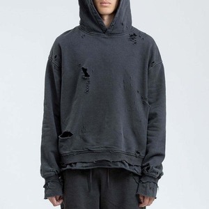 Sudadera con Capucha para Hombre, Diseño Nuevo, Estilo Desgastado, Bordado, Color Liso, Manga Larga, para Invierno, Básico, Mezcla de Algodón - Product Image 5