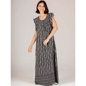 Women's Floral Print Rayon Nightgown Soft Breathable <b>Long</b> Sleep Dress - Product Image 1