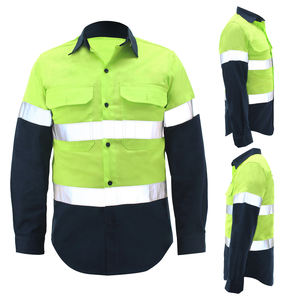 Chemise de travail haute visibilité personnalisée, uniforme de sécurité réfléchissant, chemise de travail de construction à manches longues pour hommes - Product Image 1