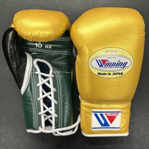 Gants de boxe en cuir véritable respirants et légers à lacets vert doré pour l'entraînement de sparring, Muay Thai, Kickboxing - Gym - Product Image 1