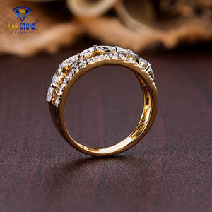 Bague en diamant Lab-Stone Party Wear 1.28 TDW marquise & Round Cut diamond Yellow Gold EF-VS Color - Product Image 5
