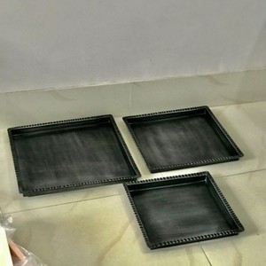 ถาดเก็บของโลหะสีดำทรงสี่เหลี่ยม,ถาดใส่ชาโต๊ะเครื่องสำอางแต่งหน้าเครื่องประดับสำหรับตกแต่งบ้าน - Product Image 2