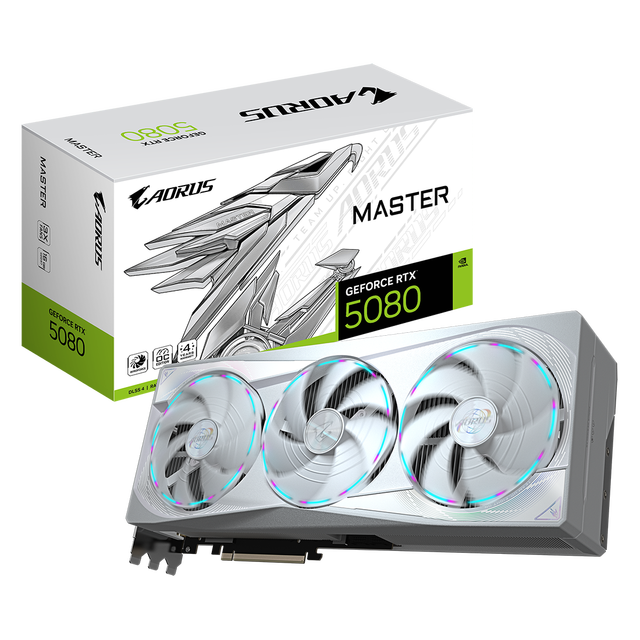 Gigabyte AORUS GeForce RTX 5080 for MASTER ICE 16G Desktop GPU Video Card 5080 Gaming RTX5080 256-bit Memory Interface White Fan
