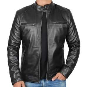 Veste en cuir pour hommes de couleur unie avec logo sur mesure Veste en cuir pour hommes de différentes tailles - Product Image 6