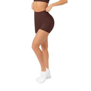 Pantalones cortos de Yoga para mujer, de calidad superior, sin costuras, sólidos, marrones, de cintura alta, personalizados, para gimnasio, Fitness, entrenamiento, fruncido en el trasero, transpirable, rápido - Product Image 2