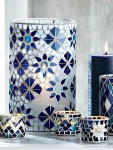 กระถางดอกไม้ดีไซน์โมเสคแก้วหม้อดอกไม้โบราณสำหรับตกแต่งบ้านดีไซน์โมเสก - Product Image 2