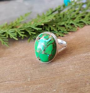 925 Sterling Silver Boho Style Turquoise Gemstone Ring Cadeau de mariage fait main pour les femmes plaqué rhodium pour les fêtes - Product Image 4