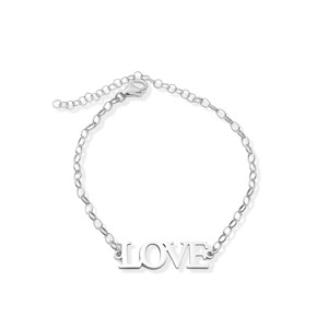 Love Letter Design <b>Charm</b> Chain Bracelet Turkish Handmade Wholesale 925 Sterling Silver Jewelry - Product Image 5