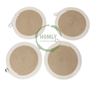 แผ่นรองแก้วสองสี แพ็ค 12 ชิ้น หนา 3 มม. ทนความร้อน ทำจากโพลีเอสเตอร์ผสมฝ้าย ใช้เป็นแผ่นรองและแผ่นรองแก้ว - Product Image 1