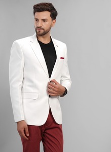Blazer blanc ajusté pour homme de qualité export avec pantalon blanc assorti pour le printemps et l'été, disponible à prix d'exportation depuis l'Inde - Product Image 3